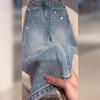 Jeans de Alta Qualidade com Pedrarias para Mulheres, Novo Estilo Outono, Tamanhos Grandes, Cintura Alta, Emagrecedor, Petite, Calça Versátil de Barra Reta