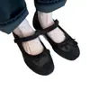 Sapatos Mary Jane com laço estilo balé para mulheres 226, novo estilo retrô versátil de outono com aumento interno de altura e corte baixo