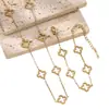 Moderna y Sencilla Joyería de Mano Acero Inoxidable Chapado en Oro de 18K Corte Nicho Trébol de Cuatro Hojas Pulsera Collar para Mujer
