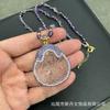 Nueva cadena de suéter de Buda de perlas barrocas naturales personalidad de nicho collar con incrustaciones de Buda sonriente de vidrio esmerilado venta al por mayor