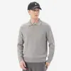 Suéter de punto casual de manga larga con solapa para hombre, suéter de punto texturizado de manga larga, suéter básico de color liso vintage a la moda