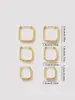 1 Par de Aretes Nuevos Estilo Coreano Ins con Aros Completos de Diamante, Versátiles para el Trabajo, Elegantes Aretes Chapados en Oro, Suministro de Joyería
