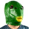 En stock celebridad de internet máscara de látex TikTok divertido cubierta de cabeza de pez verde expresión tallada en arena cubierta de cabeza de látex de pez extraño