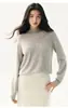 Suéter de cashmere com trama de tricô vazada e barra franzida para mulheres, top moderno e versátil, novidade de outono e inverno, roupa para usar por baixo, suéter de tricô feminino