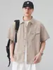 Ropa para Hombre Fengshe / Nuevo Camisa a Cuadros para Hombre Verano 2026, Estilo Retro Japonés, Chaqueta Camisa Casual con Cuello Campana para Hombres Jóvenes