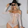 Top de bikini tipo tubo con pedrería, lencería sexy de seda blanca, comercio exterior europeo y americano, conjunto sexy de malla con huecos y manga larga con pedrería tz882
