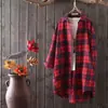 Camisa xadrez feminina 2026 primavera e outono nova estilo coreano solta manga longa escovada retrô estilo Hong Kong top jaqueta de outono