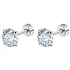 Venta Caliente Transfronteriza Pendientes de Acero Inoxidable 316L con Circonita Pendientes de Hueso de Oreja Roscados con Circonita de Cuatro Garras Fábrica de Piercings