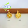 Pingente bússola oito tesouros em ouro de areia vietnamita com incrustação de diamante, estilo chinês, pingente de disco oco rotativo joia colar atacado