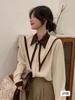 Cárdigan suéter para mujer de diseño retro coreano con bloques de color, chaqueta nueva de primavera y otoño, top de manga larga con cuello marinero