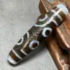 Colar Pingente Colar de Contas Multifacetadas de Calcedônia Natural de Xizang Pingente de Pulseira de Cinábrio de Xizang de Mina Antiga para Homens e Mulheres