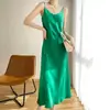 Vestido de tirantes de imitación de seda de triacetato para mujer, verano, suelto, interior, falda larga, diseño francés, hada, satén, nicho