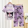 Pijamas infantiles del Sudeste Asiático para niñas, delgados, talla grande, manga corta, pantalones, dibujos animados para niñas, verano, ropa para el hogar al por mayor