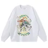 Camiseta de Manga Larga Ilustración Impresión por Inyección de Tinta Estampado de Tiburón Animación Patrón de Cómic Flor Frita Manga Corta Estilo Nuevo Transfronterizo Antiguo