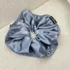 Goma para el pelo fruncida de estilo coreano con borde prensado Simple Elegante Versátil para Mujer con Flor de Pelo Brillante de Gama Alta Moda Goma para Coleta
