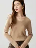 Novedad de Otoño Estilo Elegante para el Trabajo Suéter de Cachemir Tejido de Punto Trenzado con Cuello en V para Mujer Holgado de Doble Hilo Jersey de Punto Capa Base