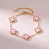 Pulseira de trevo de quatro folhas popular de 13 mm, primorosamente trabalhada, pulseira de cinco flores de madrepérola dupla face 18k para mulheres, nova versão com um toque de luxo