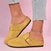 Nuevas Pantuflas Cerradas para Mujer Otoño 2025, Planas, Casuales, Versátiles, Ligeras, Cómodas, con Hebilla, Punta Redonda, Estilo Retro Birkenstock