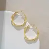Brincos Koreanos Dongdaemun Torcidos em Forma de C, Estilo Moda Europeu e Americano, Elegantes Presilhas de Orelha, Brincos Banhados a Ouro para Mulheres