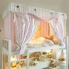 Xiangling Frescura Premium y Juvenil Floral Doble Capa Encaje Terciopelo Dormitorio Estudiantil Cortina de Cama Estampada Mosquitero