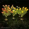 Lâmpada de Jardim Solar Gardenia Cruzada Flor Artificial LED Jardim de Pátio Lâmpada Decorativa para Gramado Luz Noturna Impermeável para Exterior