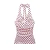 Top de tirantes de lunares de la marca Z, top corto fruncido de moda para mujer, transfronterizo INS Influencer europeo y americano rosa ZA