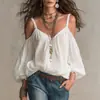 Nueva Camisa de Estilo Vacacional 2026 Europea y Americana Transfronteriza Descubierta sin Tirantes Mangas Abullonadas para Mujer, Top de Color Sólido Holgado Adelgazante
