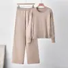 Suéter de tricô com pérolas, design transfronteiriço europeu e americano, novo conjunto de tricô solto outono e inverno para mulheres