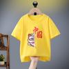 Camiseta de algodón de manga corta para niños y niñas, cuello redondo, informal, estilo nacional, para verano