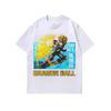 Camiseta de manga curta antiga com estampa de desenho animado estilo japonês marca de moda de rua lavagem efeito envelhecido casual jaqueta para homens e mulheres