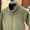 Chamarra de polar para hombre, polar de doble cara, color liso, sudadera abierta al frente, chamarra de invierno cálida y casual para hombre con cuello alto