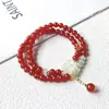 Pulsera DIY de Ágata Roja Natural y Cristal Amarillo Pixiu Pulsera de Cuentas para Mujer Ágata Cristal al por Mayor