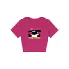 Camiseta Gris de Cuello Redondo y Manga Corta para Mujer, Nueva Llegada de Verano, Estampado de Oveja Pequeña de Dibujos Animados, Rejuvenecedora, Versátil, Top Adelgazante
