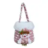 Saco de maçã de Natal transfronteiriço Saco de presente de flanela com desenho animado bronzeado com laço Sacola de presente de doces para crianças
