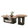 Mesa de centro oval de nogueira para uso doméstico na sala de estar, mesa de chá de designer francês para apartamento pequeno, luxo leve, retrô vintage de alta qualidade