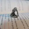 Base de Anillo Redonda Estilo Vintage Transfronteriza, Color Plata Tailandesa de Imitación, Ennegrecida, Base de Anillo Vacía Estilo Dark Punk para Cosplay