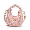 Bolsa Plissada Nova Moda Verão 2025 Bolsa de Ombro Bolsa de Mão Tendência Casual Simples para Crianças Bolsa Transversal