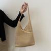 Bolsa Tote Tecida Retrô Bolsa de Palha 2024 Nova Grande Capacidade Bolsa de Axila Bolsa de Ombro Estilo Férias Bolsa de Praia para Mulheres