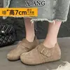 Zapatos que Aumentan la Altura 7cm para Mujeres Bajitas, Mocasines Casuales de Cuero Genuino de Cobertura Completa Estilo Birkenstock