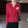 Suéter Feminino de Tricô 2026 Outono/Inverno Novo Estilo Gola Torcida Pulôver Lã Cor Sólida Moderno Versátil para o Trabalho Manga Longa