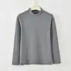 Mousse Otoño e Invierno Terciopelo Cálido Cuello Redondo Top Camisa Base de Manga Larga Talla Grande Casual Elástica Camiseta Media Cuello Alto