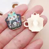 Colgante de Taza de Gato de Dibujos Animados Esmaltado de Aleación Encanto para Taza de Café Pendiente DIY Llavero Accesorios de Joyería