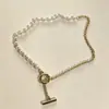 Estilo Japonés y Coreano Simple ins Distintivo Metal Imitación Perla Collar Cadena Asimétrico Collar con Colgante Estilo Francés Cadena Clavícula para Mujer