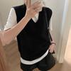 Outono Novo Estilo Coreano Retrô Colete de Tricô Suéter Feminino Roupa Externa Roupa de Baixo Sobreposição Cores Sólidas Colete Versátil Solto Moda