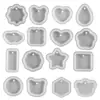 Pegamento Cristal DIY Colgante Individual Molde de Silicona de Resina Sin Pulir Geométrico Redondo Collar Llavero con Agujeros