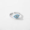 Anillo Europeo y Americano Retro de Plata Esterlina S925 Turquesa Ojo del Diablo para Mujer Nicho Lujo Ligero Diamante Completo Ojo Azul Anillo Abierto