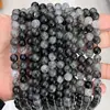 Grado 8A Cabello Negro Natural Cristal Cristales Sueltos Negro Titanio Cristal Redondo Pulsera de Cuentas DIY Collar Accesorios para Joyería Venta al por Mayor