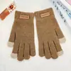 Luvas de Inverno Femininas para Proteção contra o Frio, Luvas de Ciclismo de Cinco Dedos, Luvas de Algodão com Forro de Fleece, Luvas de Tricô Grossas para Exterior com Tela de Toque