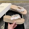 Zapatos de Playa Chanclas para Mujer Verano Ropa Exterior 2025 Nueva Moda Encaje Suela Gruesa Tacón de Cuña Chanclas Chanclas de Vacaciones