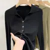 Suéter de Punto de Cuello V de Manga Larga de Moda para Mujer, Top Elegante de Cuello Medio Abierto para Otoño e Invierno, Suéter Base Negro